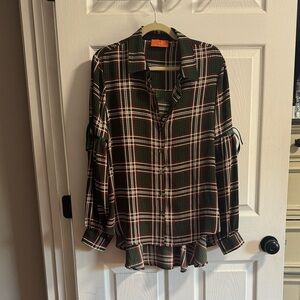 Milano Green and White Plaid Women's Blouse